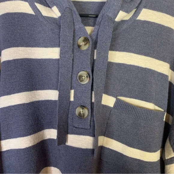 Madewell Striped Olney Henley Hoodie Sweater Size XL‎ - Picture 3 of 7